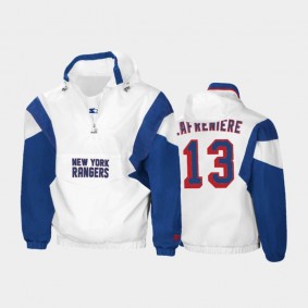 Men's New York Rangers Alexis Lafreniere #13 Half-Zip Spring Trainer White Jacket