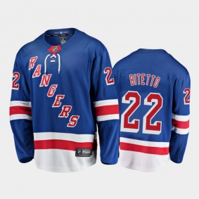 Men's New York Rangers Anthony Bitetto #22 Home Blue 2020-21 Breakaway Player Jersey