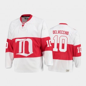 Men's Detroit Red Wings Alex Delvecchio #10 Heritage White Authentic Jersey