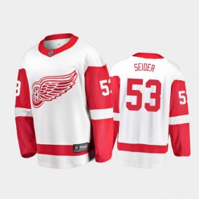 Red Wings Moritz Seider #53 Away 2021-22 White Player Jersey