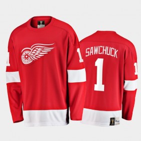Terry Sawchuck Detroit Red Wings Retired Player Red Premier Jersey