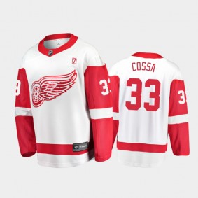 Men Detroit Red Wings Sebastian Cossa #33 Away White 2021 NHL Draft Jersey