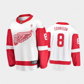 Men Detroit Red Wings Simon Edvinsson #8 Away White 2021 NHL Draft Jersey