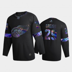 Men's Detroit Red Wings Thomas Greiss #29 Iridescent Holographic Black Authentic Jersey