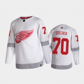 Men's Detroit Red Wings Troy Stecher #70 Reverse Retro 2020-21 White Authentic Jersey
