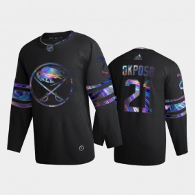 Men's Buffalo Sabres Kyle Okposo #21 Iridescent Holographic Black Authentic Jersey