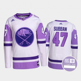 Buffalo Sabres Hockey Fights Cancer Malcolm Subban White Purple #47 Primegreen Jersey