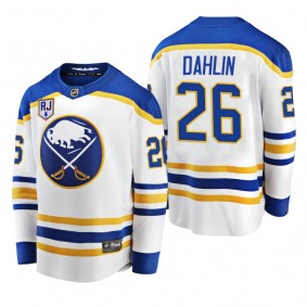 Buffalo Sabres Rasmus Dahlin Honor Rick Jeanneret patch Jersey White