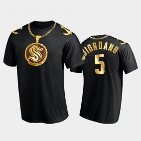 Men Seattle Kraken Mark Giordano #5 2021 NHL Expansion Draft Black Gold Chain T-Shirt