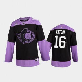 Men's Austin Watson #16 Ottawa Senators 2020 Hockey Fights Cancer Purple 2D Practice Jersey