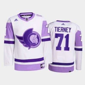 Chris Tierney #71 Ottawa Senators 2021 HockeyFightsCancer White Primegreen Jersey