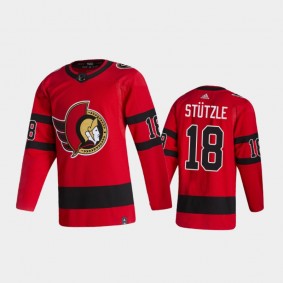Men's Ottawa Senators Tim Stutzle #18 Reverse Retro 2021 Red Authentic Jersey