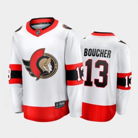 Men Ottawa Senators Tyler Boucher #13 Away White 2021 NHL Draft Jersey