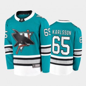 Men's San Jose Sharks Erik Karlsson #65 Heritage Teal 2020-21 30th Anniversary Jersey