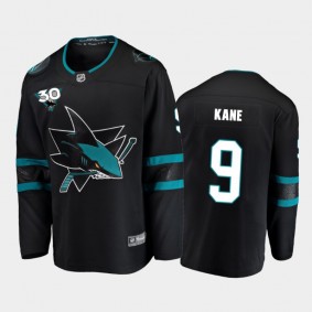 Men's San Jose Sharks Evander Kane #9 Commemorate 30th Anniversary Alternate Black Jersey