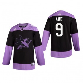 Evander Kane #9 San Jose Sharks 2019 Hockey Fights Cancer Black Practice Jersey