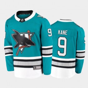 Men's San Jose Sharks Evander Kane #9 Heritage Teal 2020-21 30th Anniversary Jersey