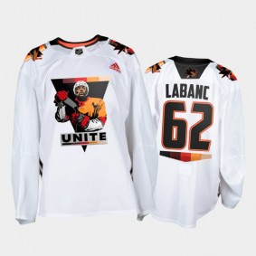 Men San Jose Sharks Kevin Labanc #62 Terry Smith Unite White special warmup Jersey