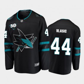 Men's San Jose Sharks Marc-Edouard Vlasic #44 Commemorate 30th Anniversary Alternate Black Jersey