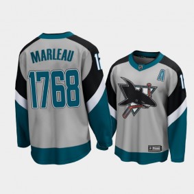 Men San Jose Sharks Patrick Marleau #12 NHL Record 1768 Games Gray Special Edition Jersey