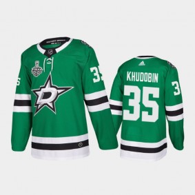 Dallas Stars Anton Khudobin #35 2020 Stanley Cup Final Kelly Green Authentic Patch Jersey