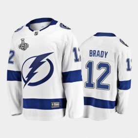 Tom Brady Tampa Bay Lightning Return to New England beat Patriots White Special Commemoration Jersey