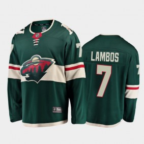 Men Minnesota Wild Carson Lambos #7 Home Green 2021 NHL Draft Jersey