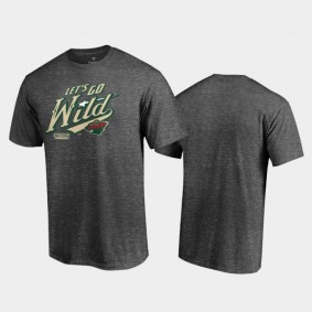 Men's Minnesota Wild 2021 Stanley Cup Playoffs Heads Up Play Heathered Charcoal T-Shirt