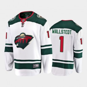 Men Minnesota Wild Jesper Wallstedt #1 Away White 2021 NHL Draft Jersey