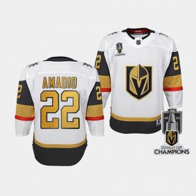 Vegas Golden Knights #22 Michael Amadio 2023 Stanley Cup Champions Away White Youth Jersey