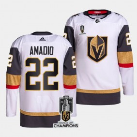 Vegas Golden Knights 2023 Stanley Cup Champions Michael Amadio #22 White Authentic Away Jersey Men's