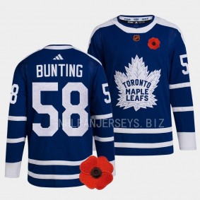 Canadian Remembrance Day Toronto Maple Leafs Michael Bunting #58 Blue Lest We Forget Jersey 2022