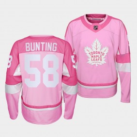 Toronto Maple Leafs Michael Bunting Pink Hockey Fights Cancer 2022 Jersey #58
