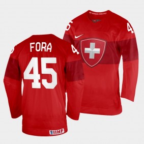 Switzerland 2022 IIHF World Championship Michael Fora #45 Red Jersey Away