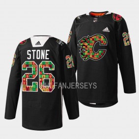 Calgary Flames 2023 Black History Month Michael Stone #26 Black Jersey Jarome Iginla