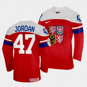 Czech Republic 2022 IIHF World Championship Michal Jordan #47 Red Jersey Away
