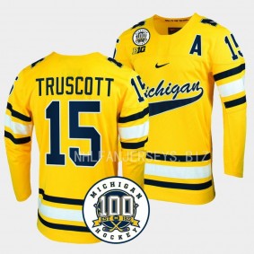 Jacob Truscott Michigan Wolverines 100th Anniversary Maize Hockey Jersey 15