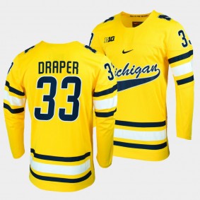Kienan Draper Michigan Wolverines College Hockey Maize Replica Jersey 33