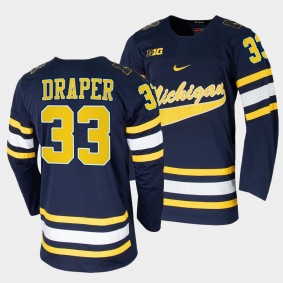 Kienan Draper Michigan Wolverines College Hockey Navy Replica Jersey 33