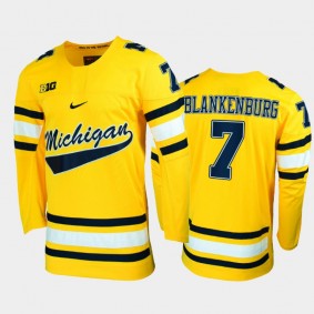 Men Michigan Wolverines Nick Blankenburg #7 College Hockey Maize Replica Jersey