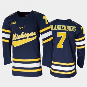 Men Michigan Wolverines Nick Blankenburg #7 College Hockey Navy Replica Jersey