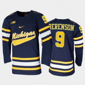Men Michigan Wolverines Red Berenson #9 College Hockey Navy Alumni Jersey