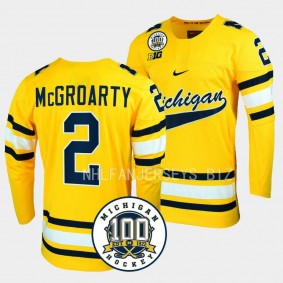 Rutger McGroarty Michigan Wolverines 100th Anniversary Maize Hockey Jersey 2