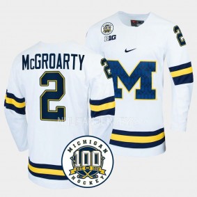 Michigan Wolverines Rutger McGroarty 100th Anniversary White Hockey Jersey