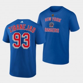 Mika Zibanejad #93 New York Rangers Reverse Retro 2.0 Wheelhouse Blue T-Shirt