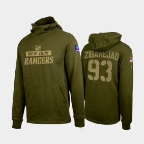 New York Rangers Delta Shift Mika Zibanejad Green Pullover Hoodie #93