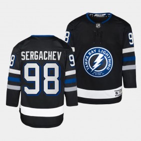 Tampa Bay Lightning #98 Mikhail Sergachev 2023-24 Alternate Premier Player Black Youth Jersey