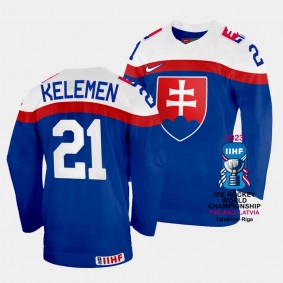 Slovakia 2023 IIHF World Championship Milos Kelemen #21 Blue Jersey Away