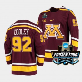 Logan Cooley Minnesota Golden Gophers 2023 NCAA Frozen Four Maroon Ice Hockey Jersey 92