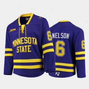 Minnesota State Mavericks Casey Nelson #6 College Hockey Purple Replica Jersey